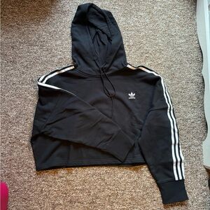 ADIDAS BLACK CROPPED HOODIE